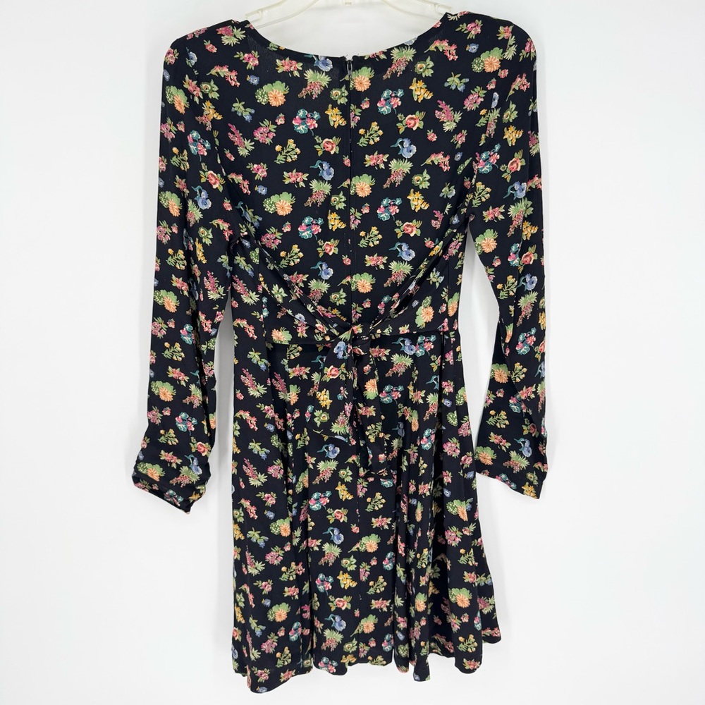 Vintage 90s Y2K‎ Fairy Grunge Betsey Johnson LS Floral Mini Dress Black Size 6 - Picture 7 of 11